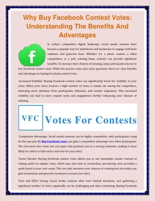 Why Buy Facebook Contest Votes Understanding The Benefits And Advantages