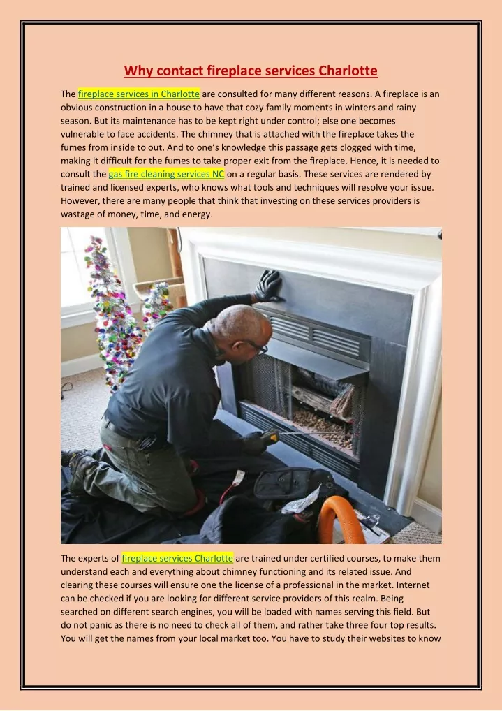 why contact fireplace services charlotte
