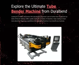 Explore the Ultimate Tube Bender Machine from Duralbend