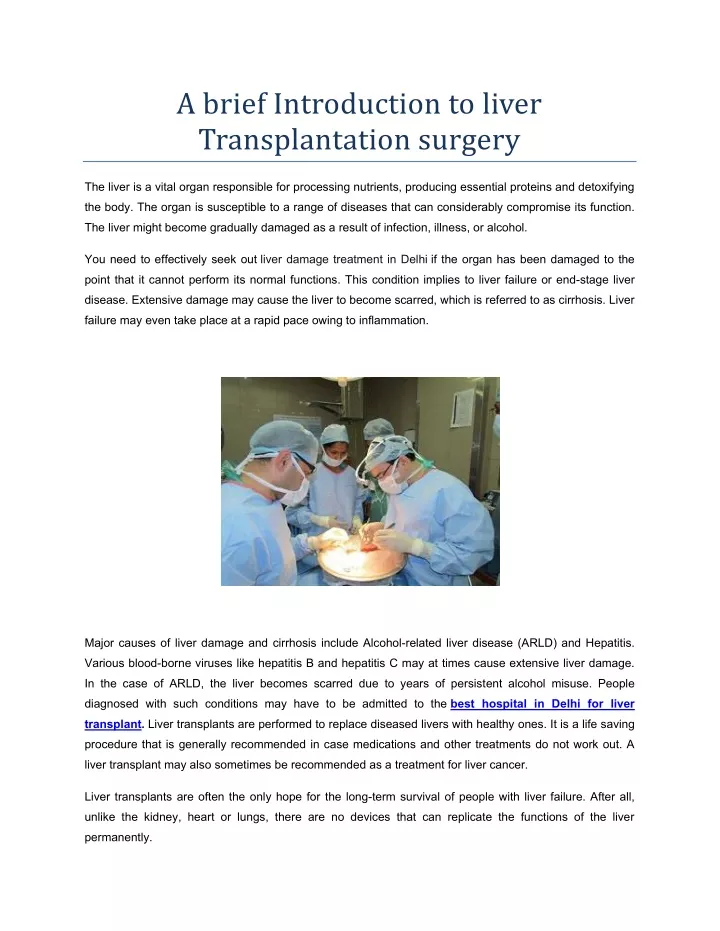 a brief introduction to liver transplantation