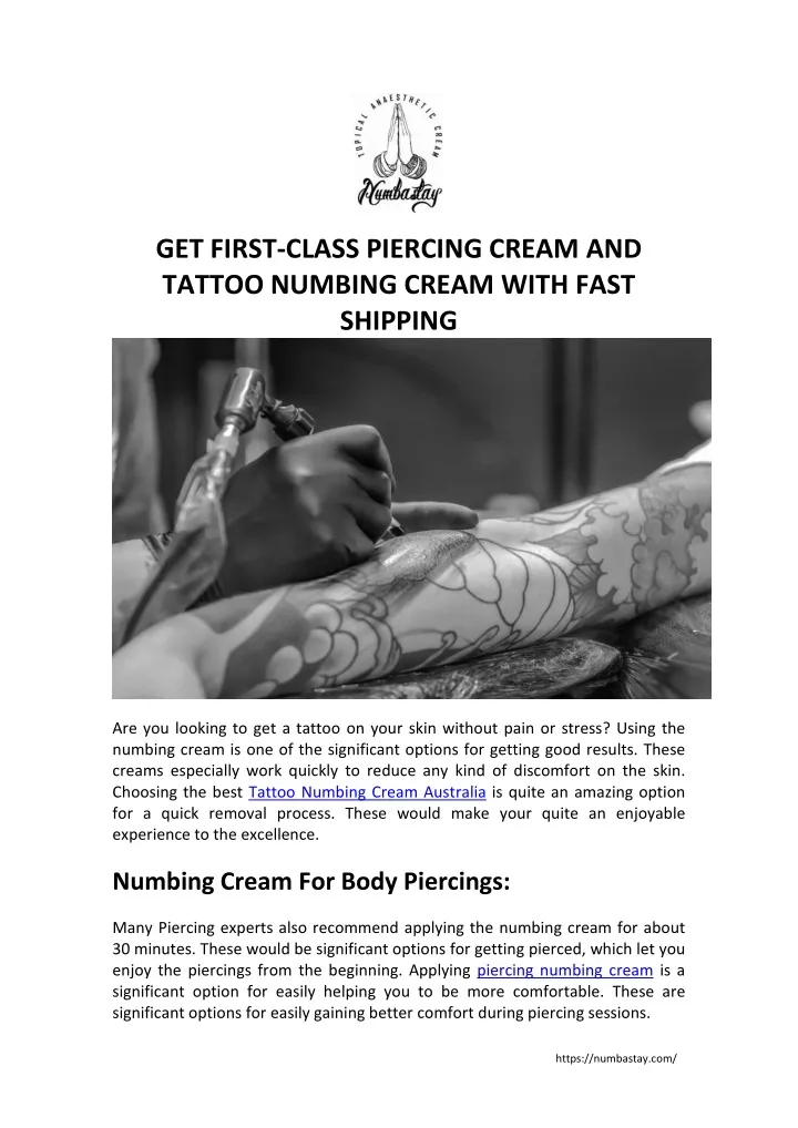 get first class piercing cream and tattoo numbing