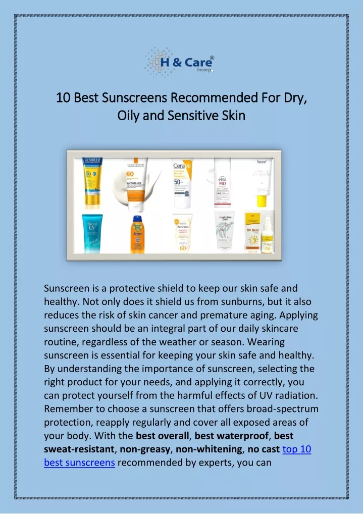 10 best sunscreens recommended for dry 10 best