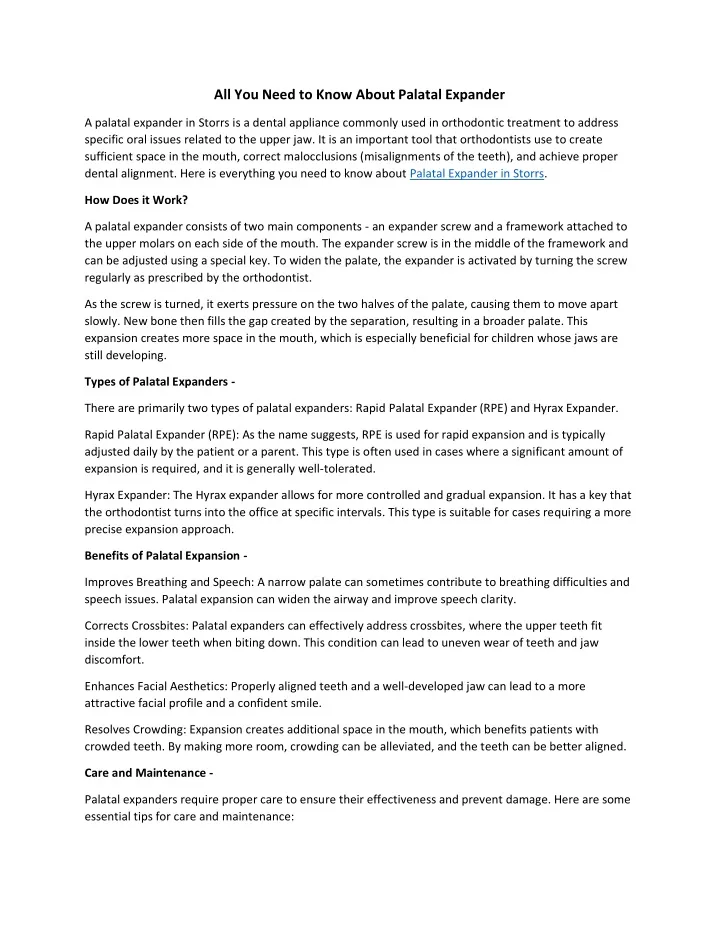 all you need to know about palatal expander