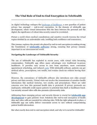 the vital role of end to end encryption