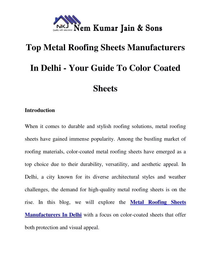 top metal roofing sheets manufacturers