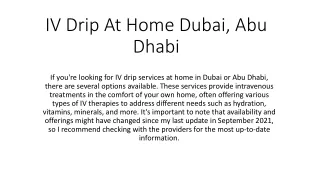 IV Drip At Home Dubai, Abu Dhabi