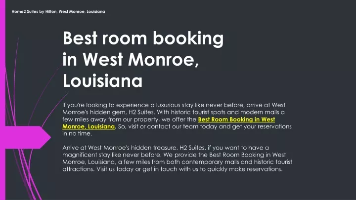 best room booking in west monroe louisiana