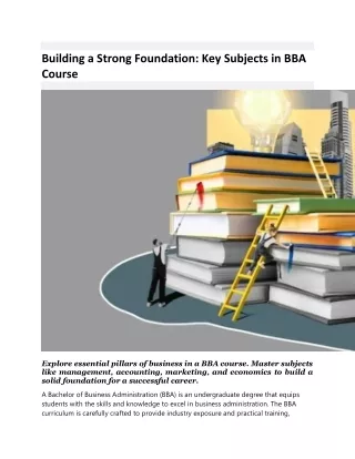 Building a Strong Foundation- Key Subjects in BBA Course