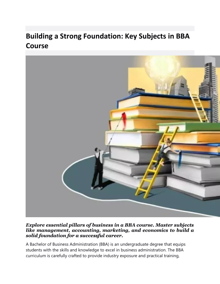 building a strong foundation key subjects