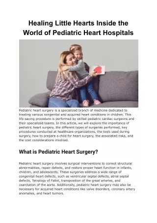 Healing Little Hearts Inside the World of Pediatric Heart Hospitals