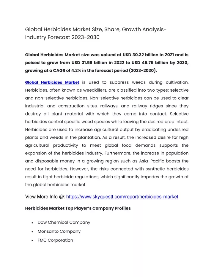 global herbicides market size share growth