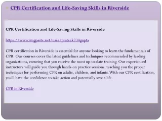 CPR Certification and Life-Saving Skills in Riverside