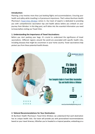 Your Complete Guide to Travel Clinic Vaccination Tips and Health Advice at Windsor