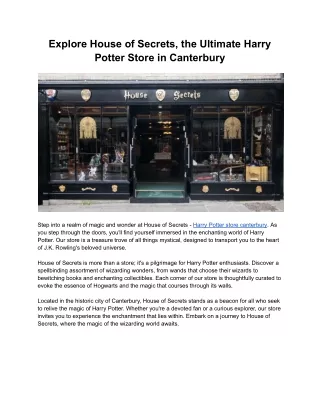 Explore House of Secrets, the Ultimate Harry Potter Store in Canterbury