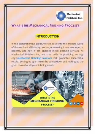 What is the Mechanical Finishing Process