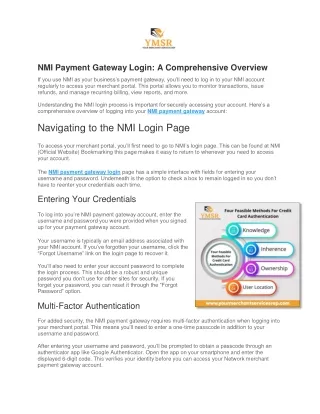 NMI Payment Gateway Login - A Comprehensive Overview