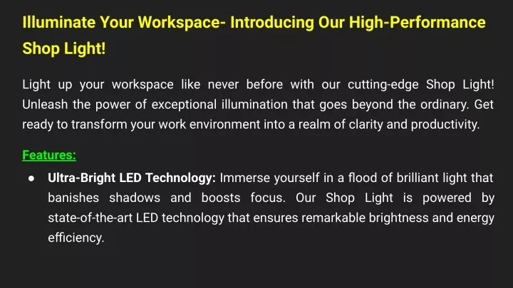 illuminate your workspace introducing our high