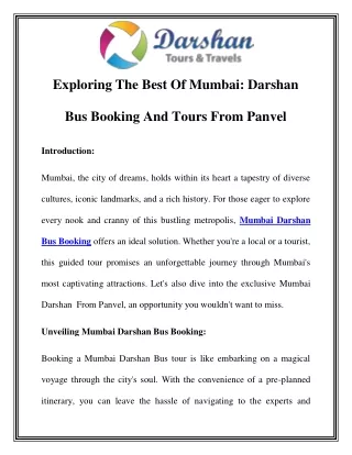Mumbai Darshan  From Panvel Call-9619062097