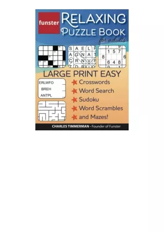Kindle online PDF Funster Relaxing Puzzle Book for AdultsLarge Print Easy Crosswords Word Search Sudoku Word Scrambles a