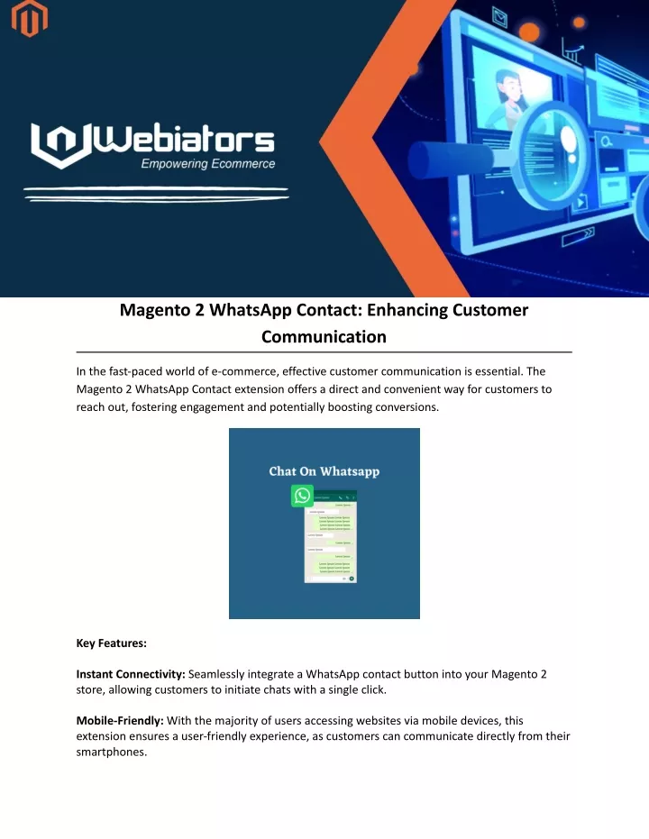 magento 2 whatsapp contact enhancing customer