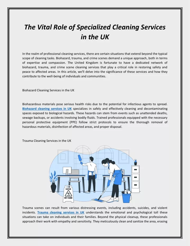 the vital role of specialized cleaning services