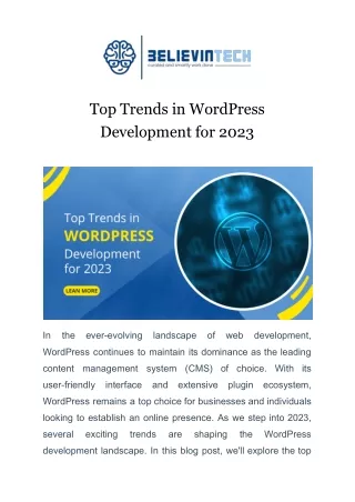Top Trends in WordPress Development for 2023