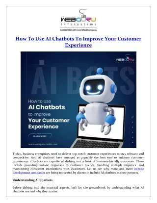 How To Use AI Chatbots To Improve Your Customer Experience