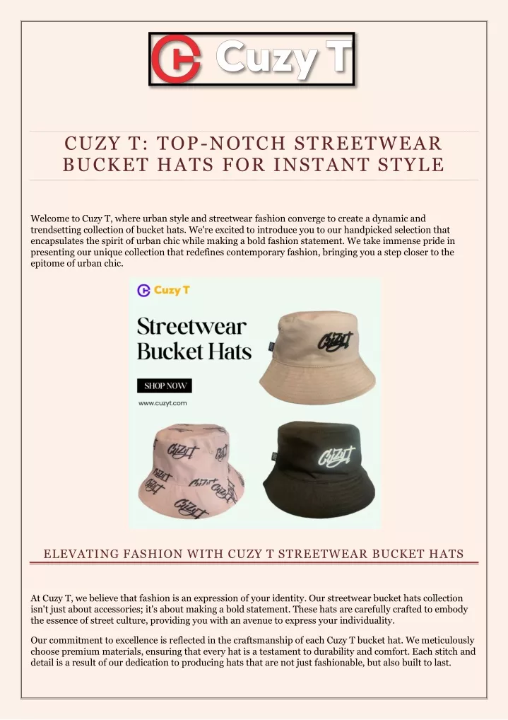 cuzy t top notch streetwear bucket hats
