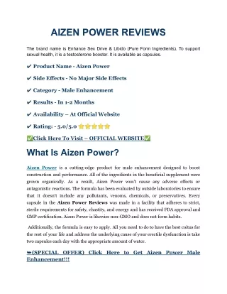 Aizen Power Reviews – Is It Worth Your Money? Read This (USA)