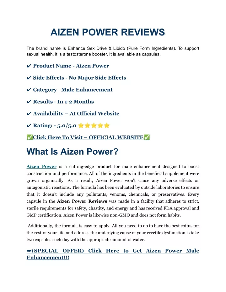 aizen power reviews