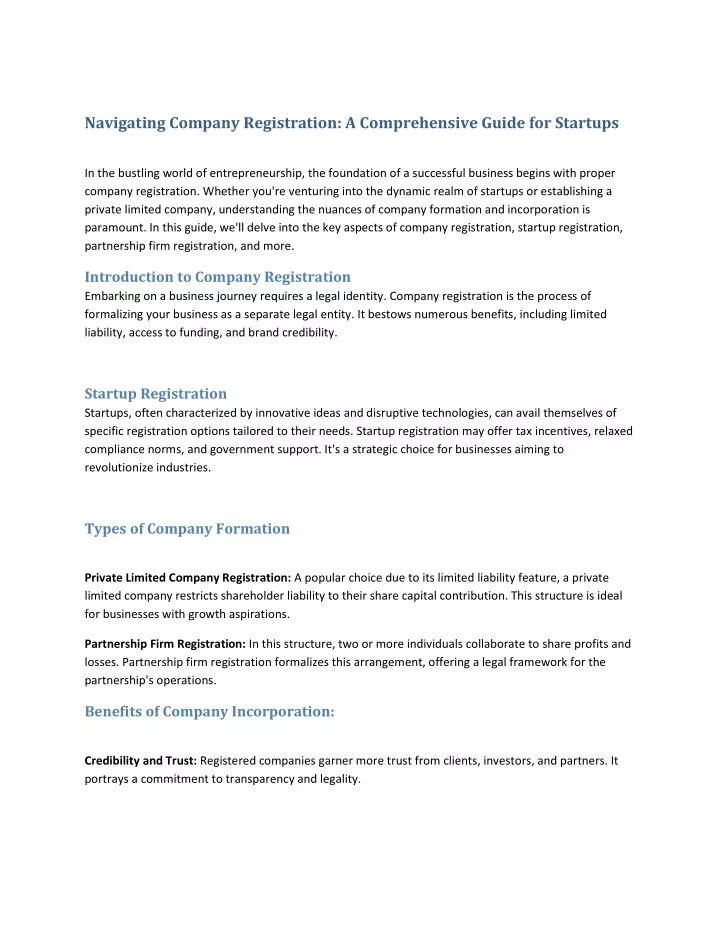 navigating company registration a comprehensive