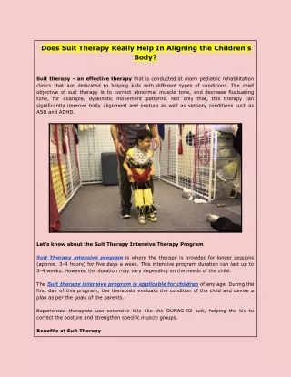 Does Suit Therapy Really Help In Aligning the Children’s Body?