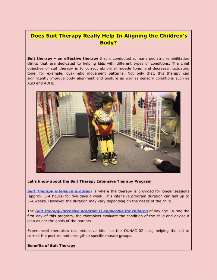 PPT - Does Suit Therapy Really Help In Aligning the Children’s Body ...