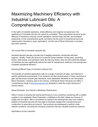 Maximizing Machinery Efficiency with Industrial Lubricant Oils_ A Comprehensive Guide