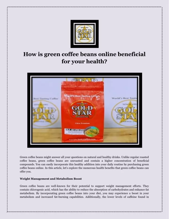 how is green coffee beans online beneficial