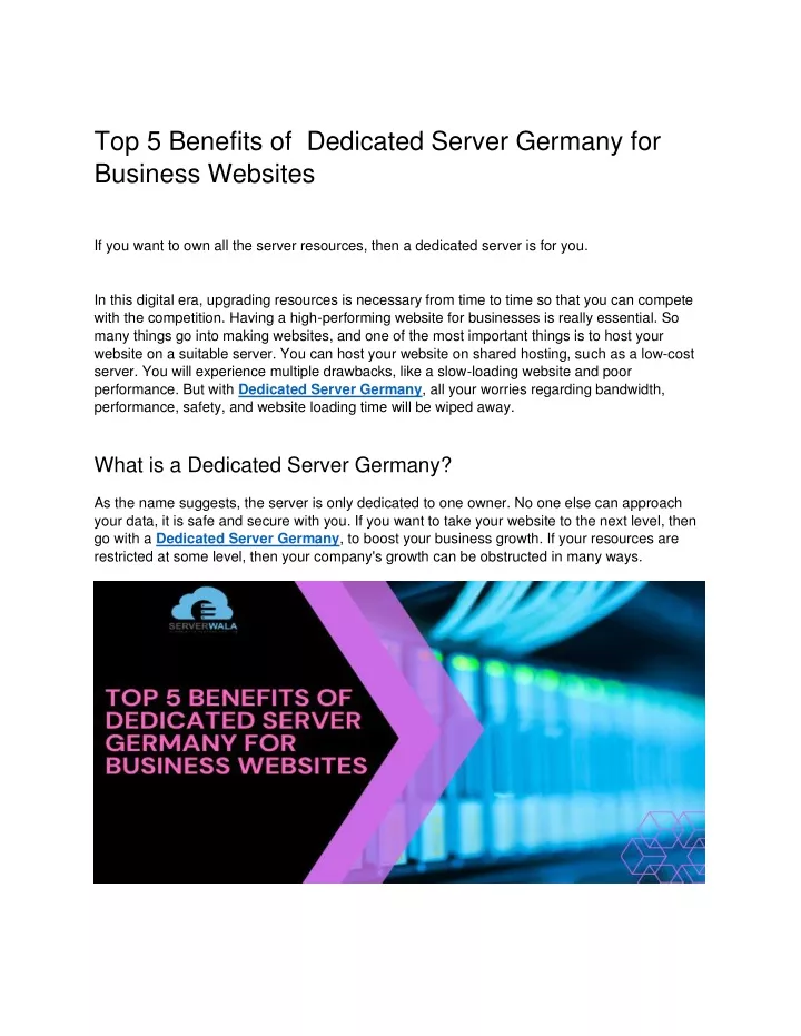 top 5 benefits of dedicated server germany