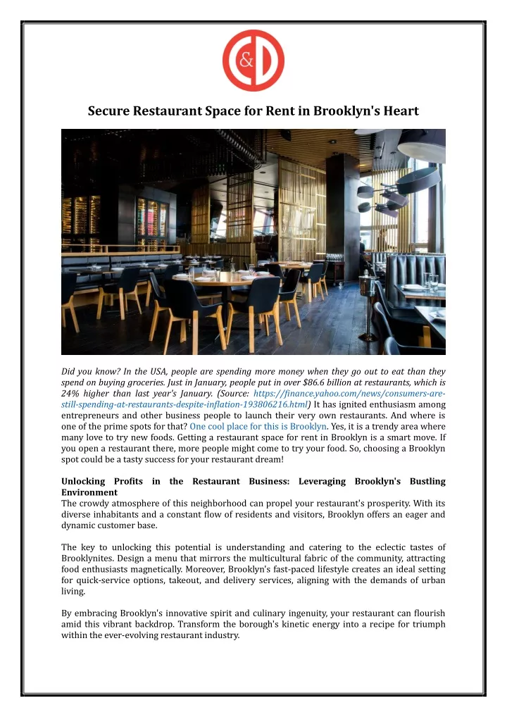 secure restaurant space for rent in brooklyn