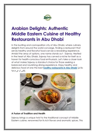 Arabian Delights - Authentic Middle Eastern Cuisine at Healthy Restaurants in Abu Dhabi