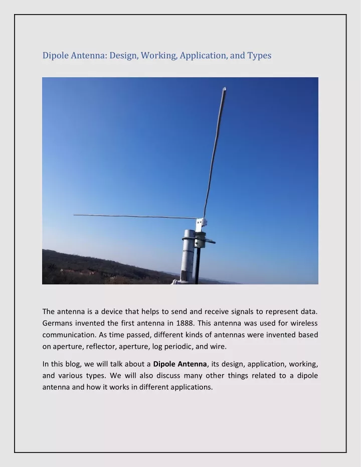dipole antenna design working application