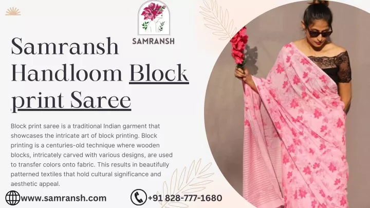 samransh handloom block print saree