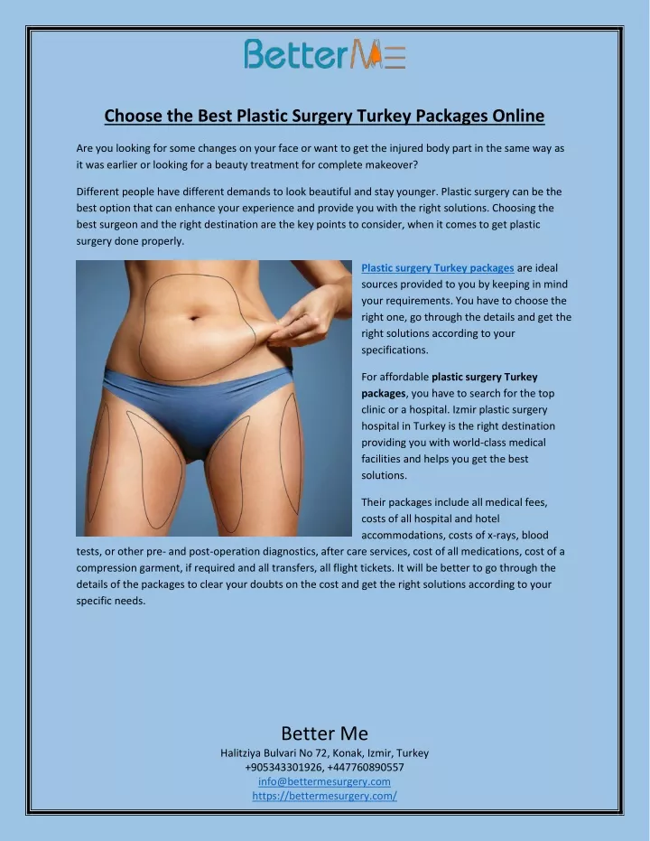 choose the best plastic surgery turkey packages