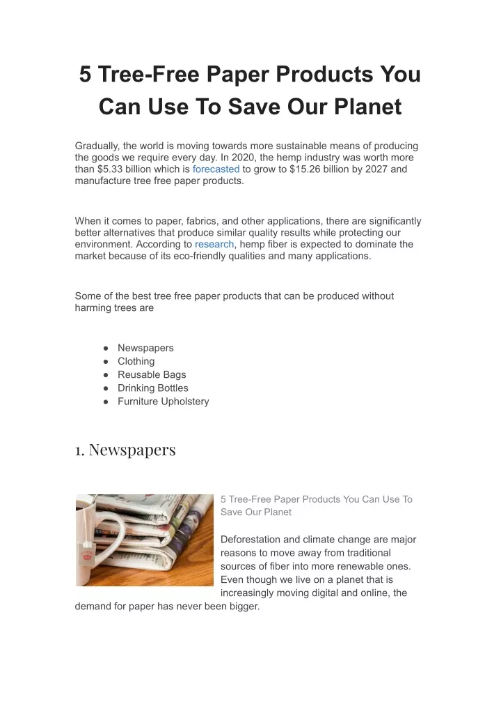 5 tree free paper products you can use to save