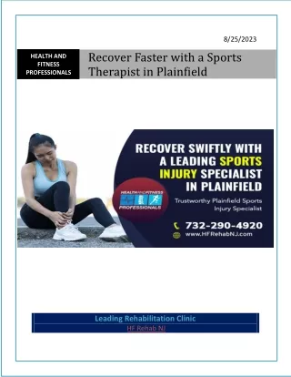 Recover Faster with a Sports Therapist in Plainfield