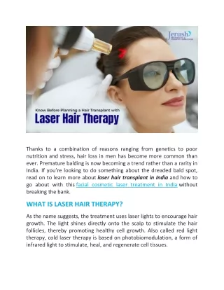 Laser Hair Therapy In India – Everything You Need To Know