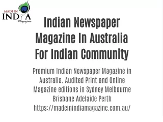 Indian Newspaper Magazine In Australia For Indian Community