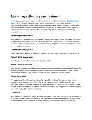Spanish eye clinic dry eye treatment