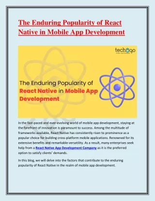 the enduring popularity of react native in mobile