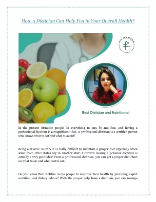 how a dietician can help you in your overall