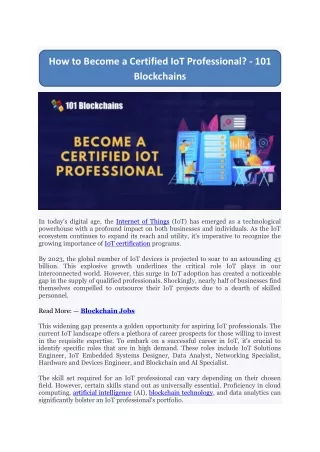 how to become a certified iot professional