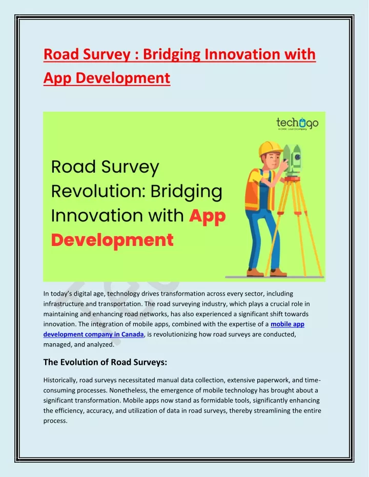 road survey bridging innovation with